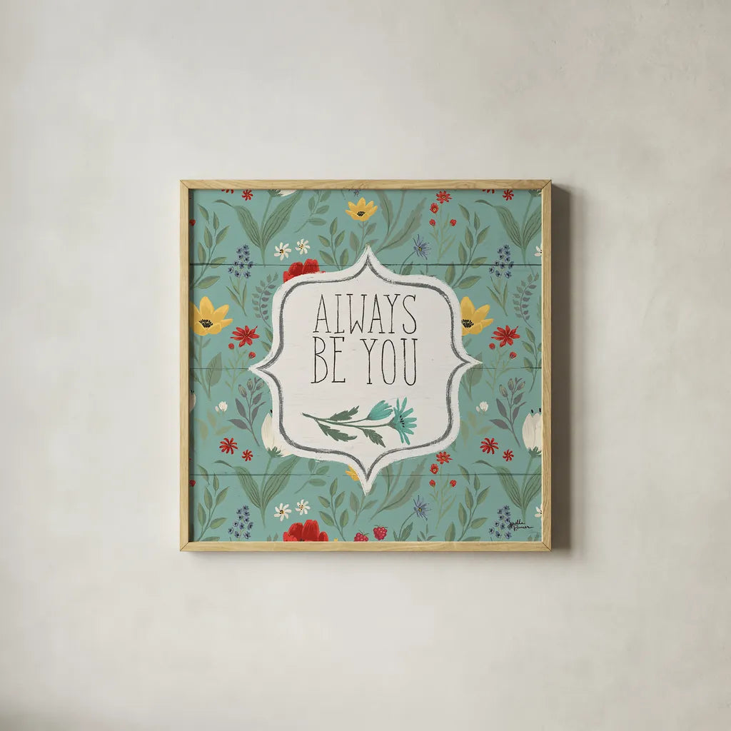 Blooming Thoughts VII by Janelle Penner. Shown in a natural wood glass frame for a timeless modern aesthetic. Available as an archival giclee rolled canvas, fine art paper, or poster print. SKU 29074a.