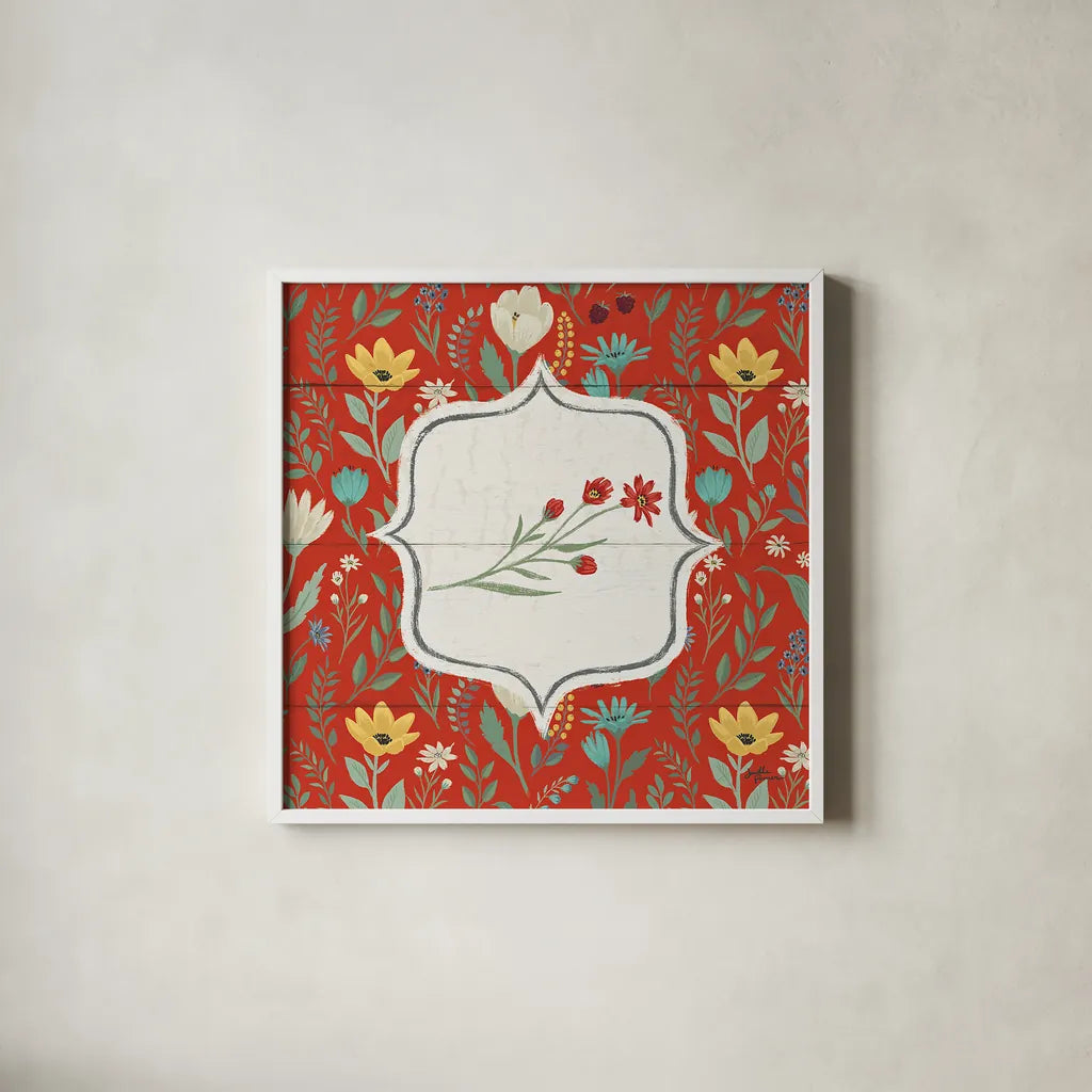 Blooming Thoughts VII Flower by Janelle Penner. Shown in a crisp white glass frame for a clean and minimalist style. Available as an archival giclee rolled canvas, fine art paper, or poster print. SKU 33804a.