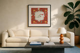 Blooming Thoughts VII Flower by Janelle Penner. Displayed in a glass frame with matte in a clean modern living room. Available as an archival giclee rolled canvas, fine art paper, or poster print. SKU 33804a.