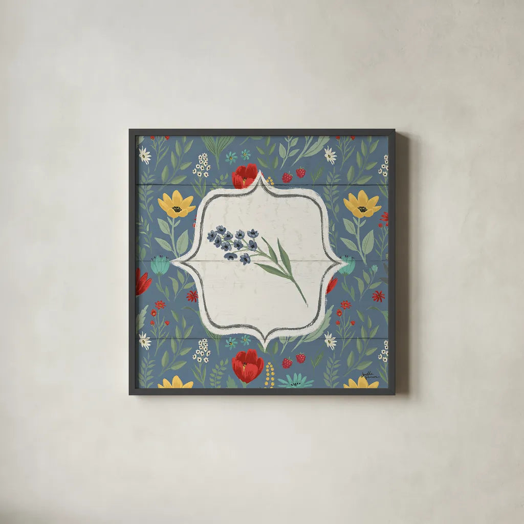 Blooming Thoughts VIII Flower by Janelle Penner. Shown in a sleek black glass frame for a contemporary gallery look. Available as an archival giclee rolled canvas, fine art paper, or poster print. SKU 33805a.