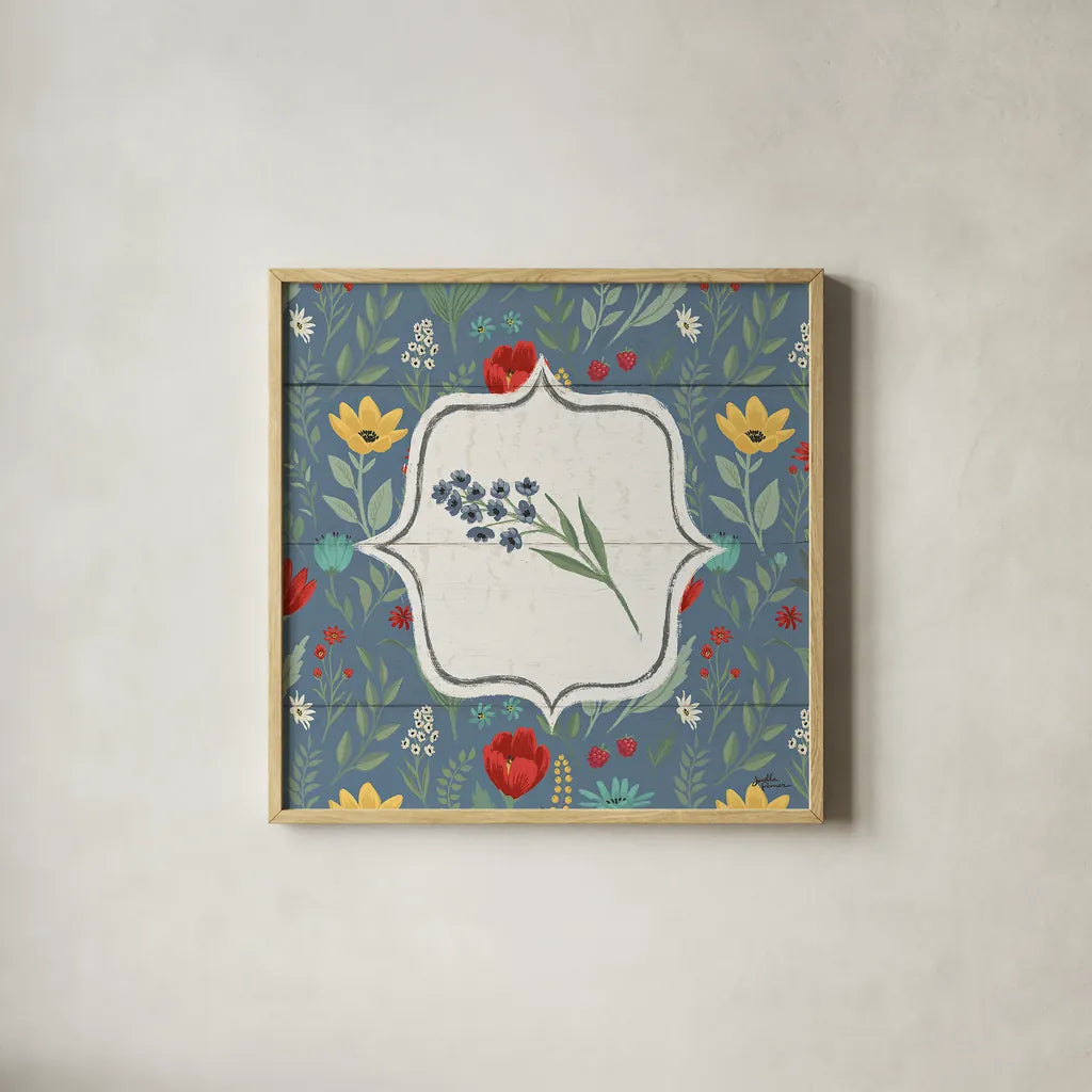 Blooming Thoughts VIII Flower by Janelle Penner. Shown in a natural wood glass frame for a timeless modern aesthetic. Available as an archival giclee rolled canvas, fine art paper, or poster print. SKU 33805a.