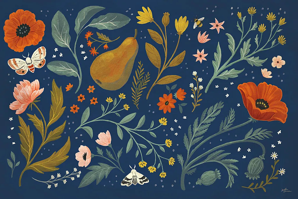 Blue Botanical I by Janelle Penner. SKU 48600i. Archival Giclee Fine art print for wall decor.