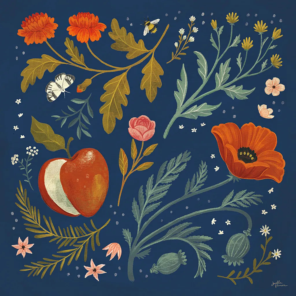 Blue Botanical III by Janelle Penner. SKU 48602a. Archival Giclee Fine art print for wall decor.