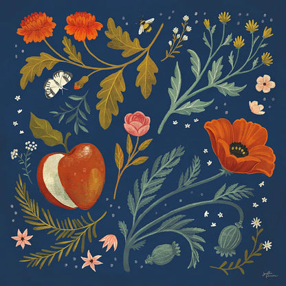 Blue Botanical III by Janelle Penner. SKU 48602a. Archival Giclee Fine art print for wall decor.