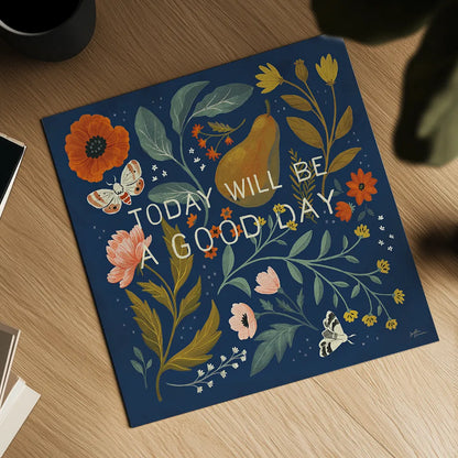 Blue Botanical IV by Janelle Penner. Shown as a detailed flat fine art print, highlighting archival giclee quality. Available as an archival giclee rolled canvas, fine art paper, or poster print. SKU 48603a.