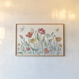 Boho Field I by Janelle Penner. shown as a paper print in a natural frame. Available as a archival giclee rolled canvas, fine art paper, or poster print. SKU 50566i.