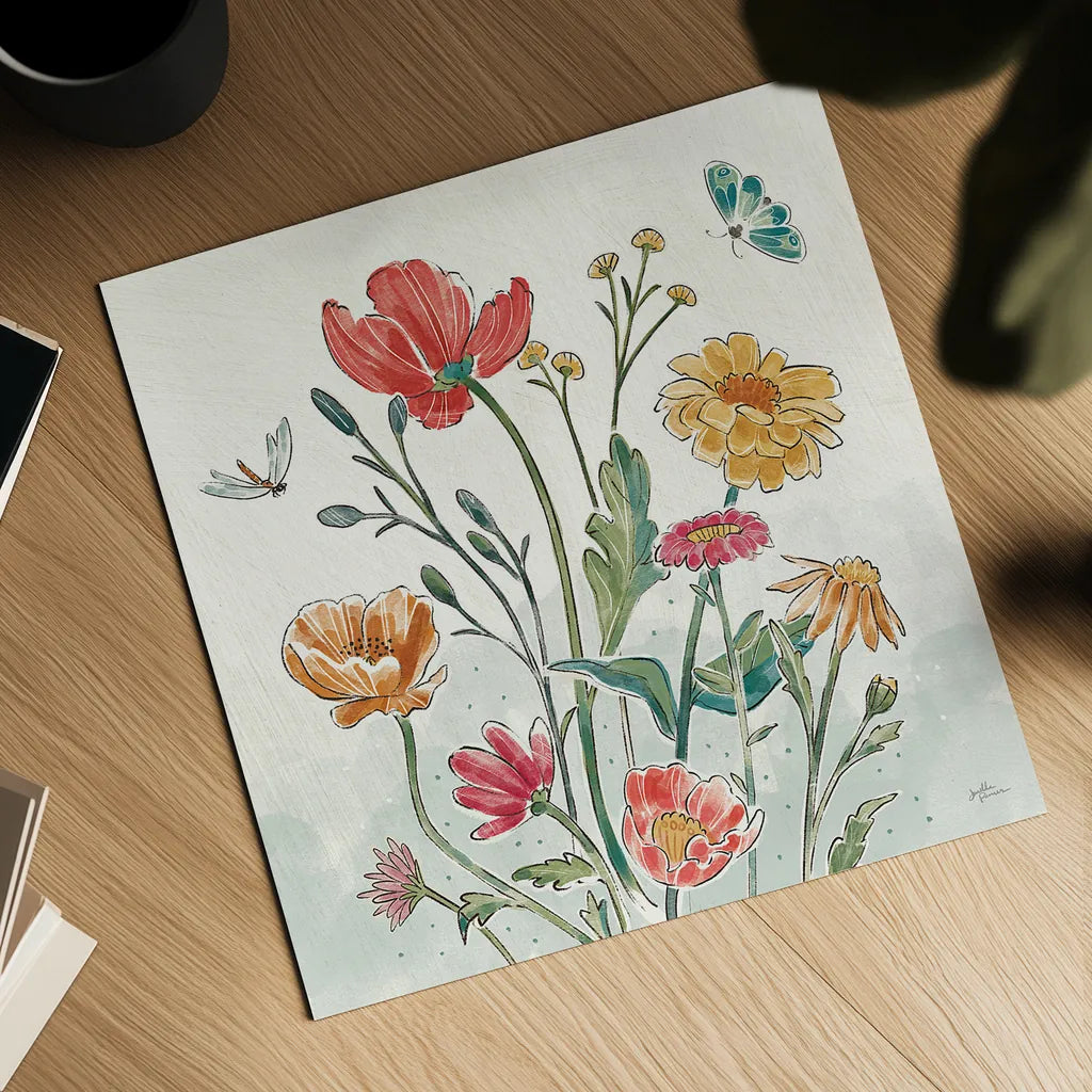 Boho Field II by Janelle Penner. Shown as a detailed flat fine art print, highlighting archival giclee quality. Available as an archival giclee rolled canvas, fine art paper, or poster print. SKU 50567a.