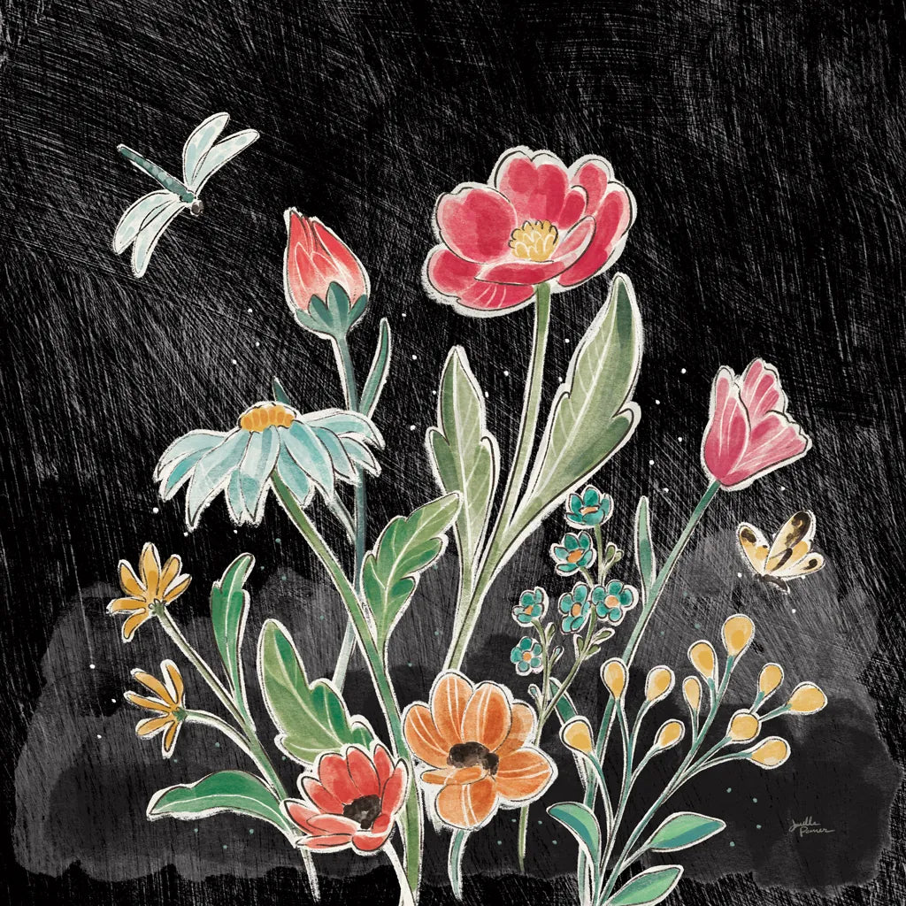 Boho Field III Black by Janelle Penner. SKU 52071a. Archival Giclee Fine art print for wall decor.