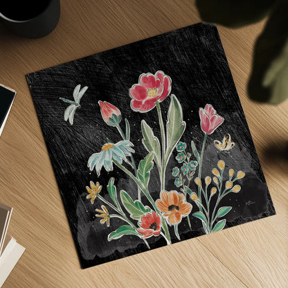 Boho Field III Black by Janelle Penner. Shown as a detailed flat fine art print, highlighting archival giclee quality. Available as an archival giclee rolled canvas, fine art paper, or poster print. SKU 52071a.