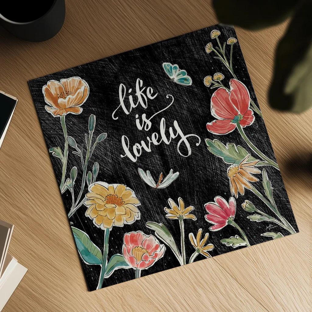 Boho Field IV Black by Janelle Penner. Shown as a detailed flat fine art print, highlighting archival giclee quality. Available as an archival giclee rolled canvas, fine art paper, or poster print. SKU 52072a.