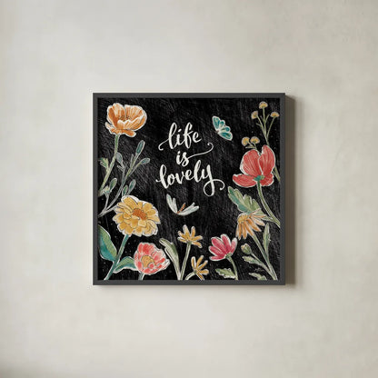 Boho Field IV Black by Janelle Penner. Shown in a sleek black glass frame for a contemporary gallery look. Available as an archival giclee rolled canvas, fine art paper, or poster print. SKU 52072a.