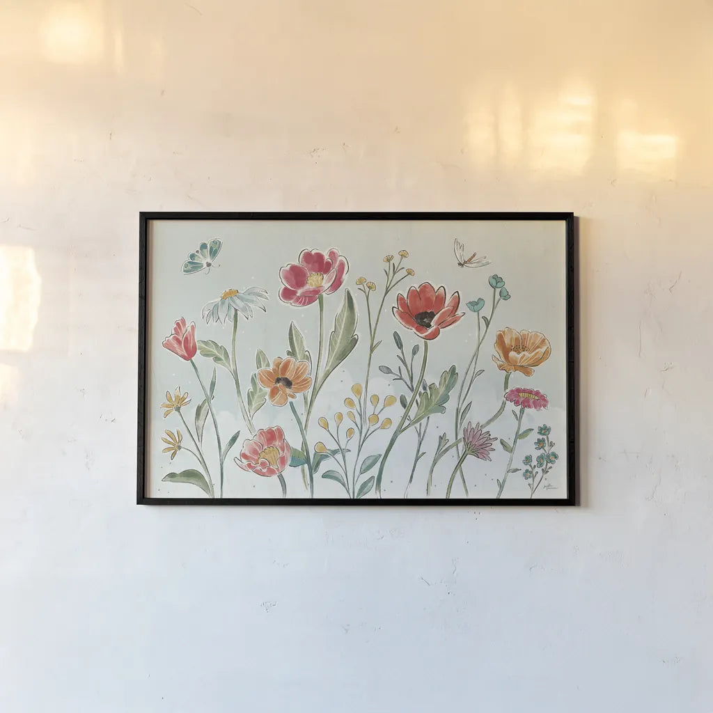 Boho Field X by Janelle Penner. shown as a paper print in a black flame. Available as a archival giclee rolled canvas, fine art paper, or poster print. SKU 53876i.