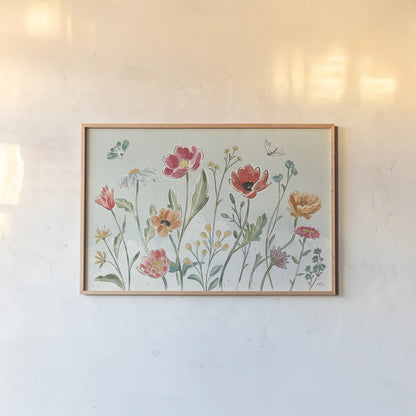 Boho Field X by Janelle Penner. shown as a paper print in a natural frame. Available as a archival giclee rolled canvas, fine art paper, or poster print. SKU 53876i.