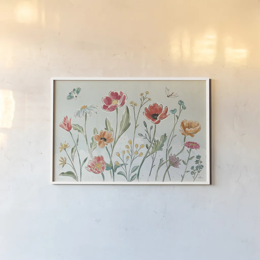 Boho Field X by Janelle Penner. shown as a paper print in a white frame. Available as a archival giclee rolled canvas, fine art paper, or poster print. SKU 53876i.