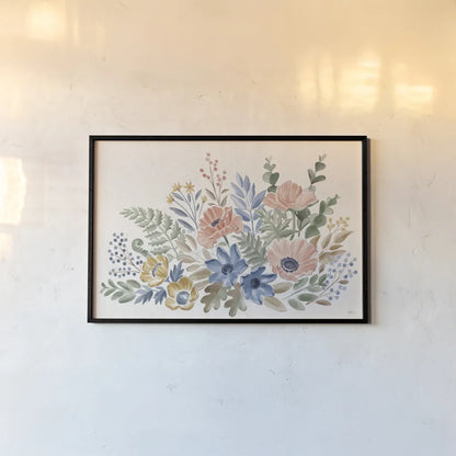 Botanical Blend I by Janelle Penner. shown as a paper print in a black flame. Available as a archival giclee rolled canvas, fine art paper, or poster print. SKU 82918i.