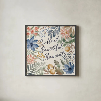 Botanical Blend VI by Janelle Penner. Shown in a sleek black glass frame for a contemporary gallery look. Available as an archival giclee rolled canvas, fine art paper, or poster print. SKU 82923a.