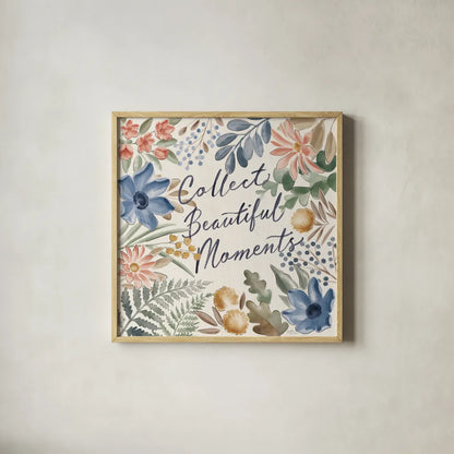 Botanical Blend VI by Janelle Penner. Shown in a natural wood glass frame for a timeless modern aesthetic. Available as an archival giclee rolled canvas, fine art paper, or poster print. SKU 82923a.