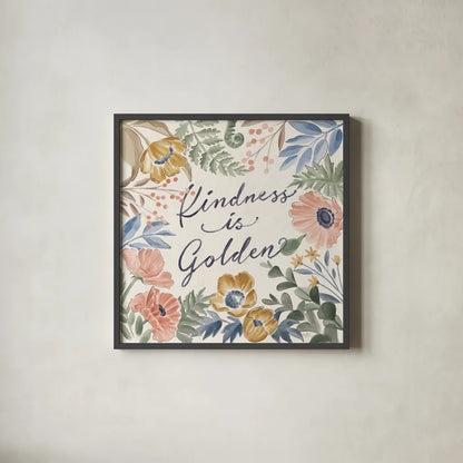 Botanical Blend VII by Janelle Penner. Shown in a sleek black glass frame for a contemporary gallery look. Available as an archival giclee rolled canvas, fine art paper, or poster print. SKU 82924a.