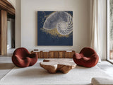 Calm Seas IX no Words by Janelle Penner. Shown as extra-large giant wall art in a modern living room. Available as an archival giclee rolled canvas, fine art paper, or poster print. SKU 26373a.