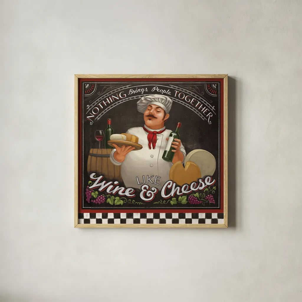 Chefs Specials II by Janelle Penner. Shown in a natural wood glass frame for a timeless modern aesthetic. Available as an archival giclee rolled canvas, fine art paper, or poster print. SKU 29531a.