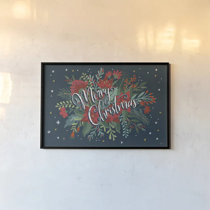 Christmas Bloom I by Janelle Penner. shown as a paper print in a black flame. Available as a archival giclee rolled canvas, fine art paper, or poster print. SKU 38727i.