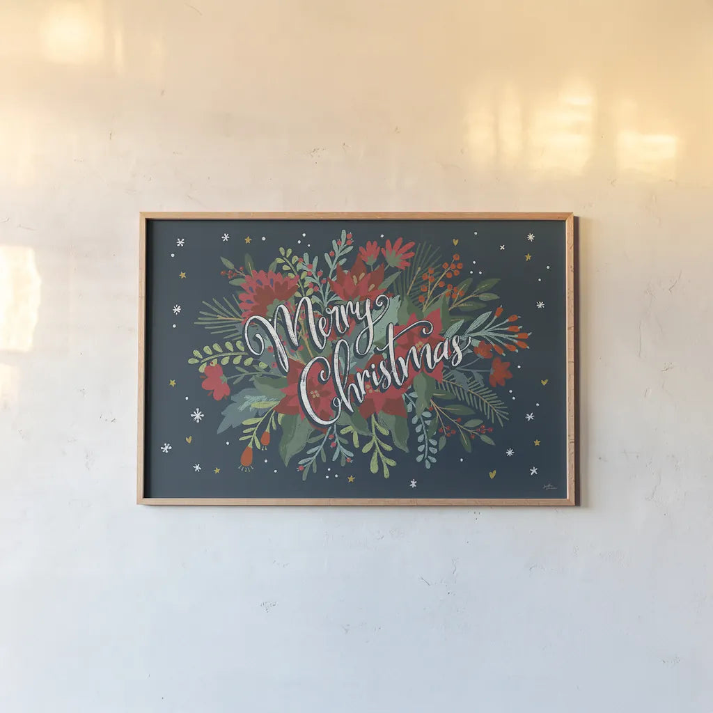 Christmas Bloom I by Janelle Penner. shown as a paper print in a natural frame. Available as a archival giclee rolled canvas, fine art paper, or poster print. SKU 38727i.