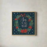 Christmas Bloom II by Janelle Penner. Shown in a natural wood glass frame for a timeless modern aesthetic. Available as an archival giclee rolled canvas, fine art paper, or poster print. SKU 38728a.