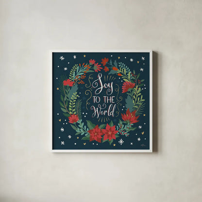 Christmas Bloom II by Janelle Penner. Shown in a crisp white glass frame for a clean and minimalist style. Available as an archival giclee rolled canvas, fine art paper, or poster print. SKU 38728a.