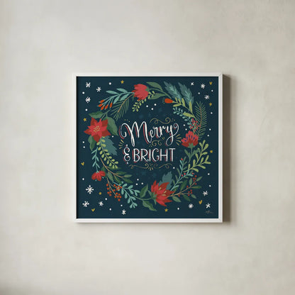 Christmas Bloom III by Janelle Penner. Shown in a crisp white glass frame for a clean and minimalist style. Available as an archival giclee rolled canvas, fine art paper, or poster print. SKU 38729a.