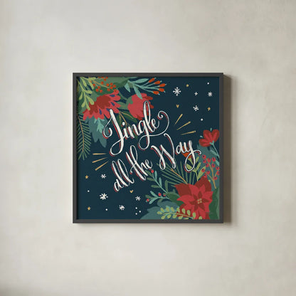 Christmas Bloom IV by Janelle Penner. Shown in a sleek black glass frame for a contemporary gallery look. Available as an archival giclee rolled canvas, fine art paper, or poster print. SKU 38730a.