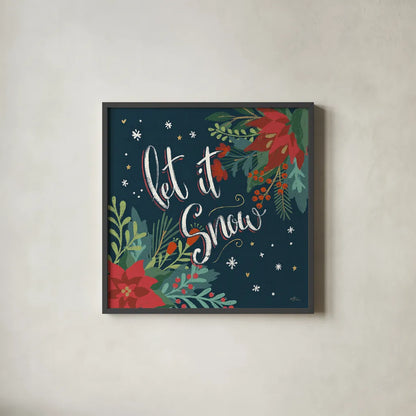 Christmas Bloom V by Janelle Penner. Shown in a sleek black glass frame for a contemporary gallery look. Available as an archival giclee rolled canvas, fine art paper, or poster print. SKU 38731a.