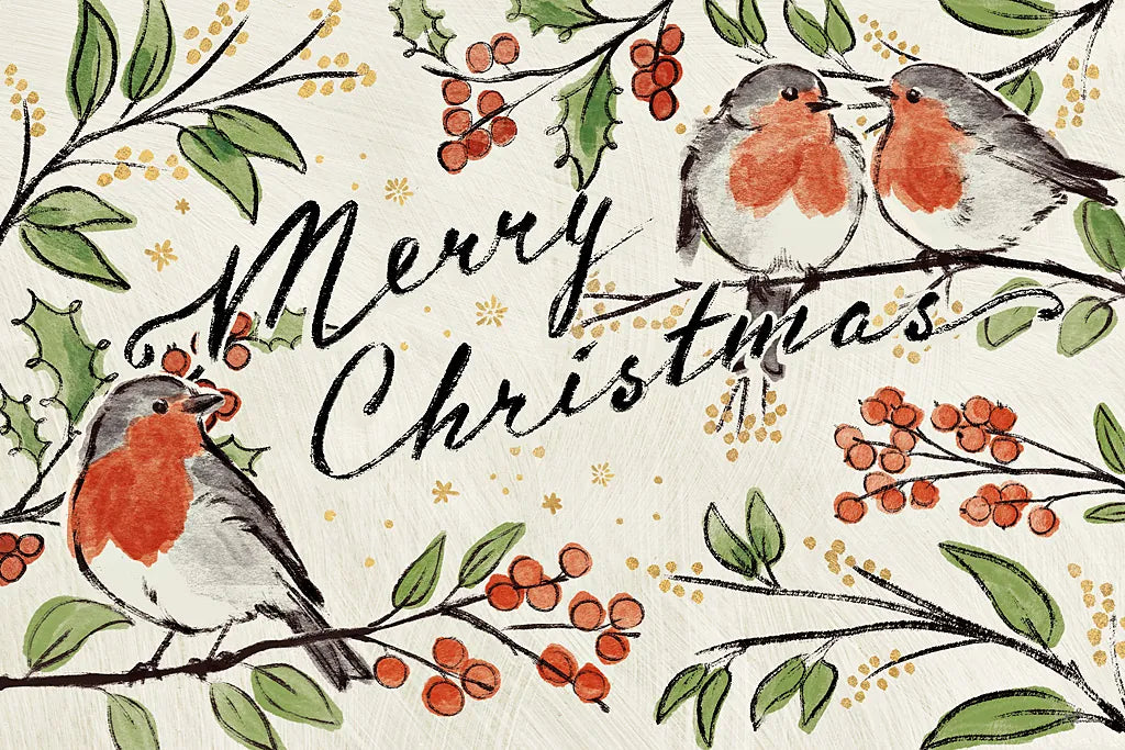 Christmas Lovebirds I by Janelle Penner. SKU 46747i. Archival Giclee Fine art print for wall decor.