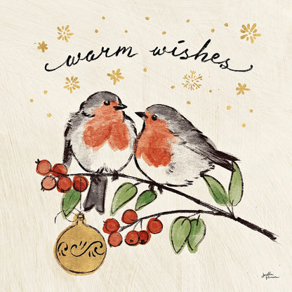 Christmas Lovebirds II by Janelle Penner. SKU 46748a. Archival Giclee Fine art print for wall decor.