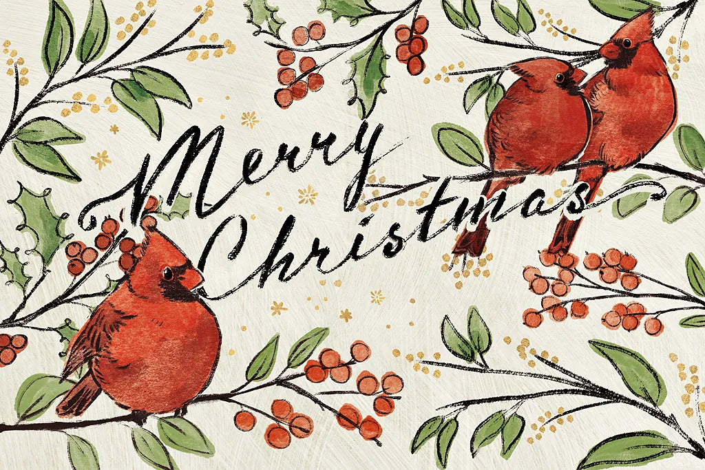 Christmas Lovebirds VIII by Janelle Penner. SKU 46754i. Archival Giclee Fine art print for wall decor.