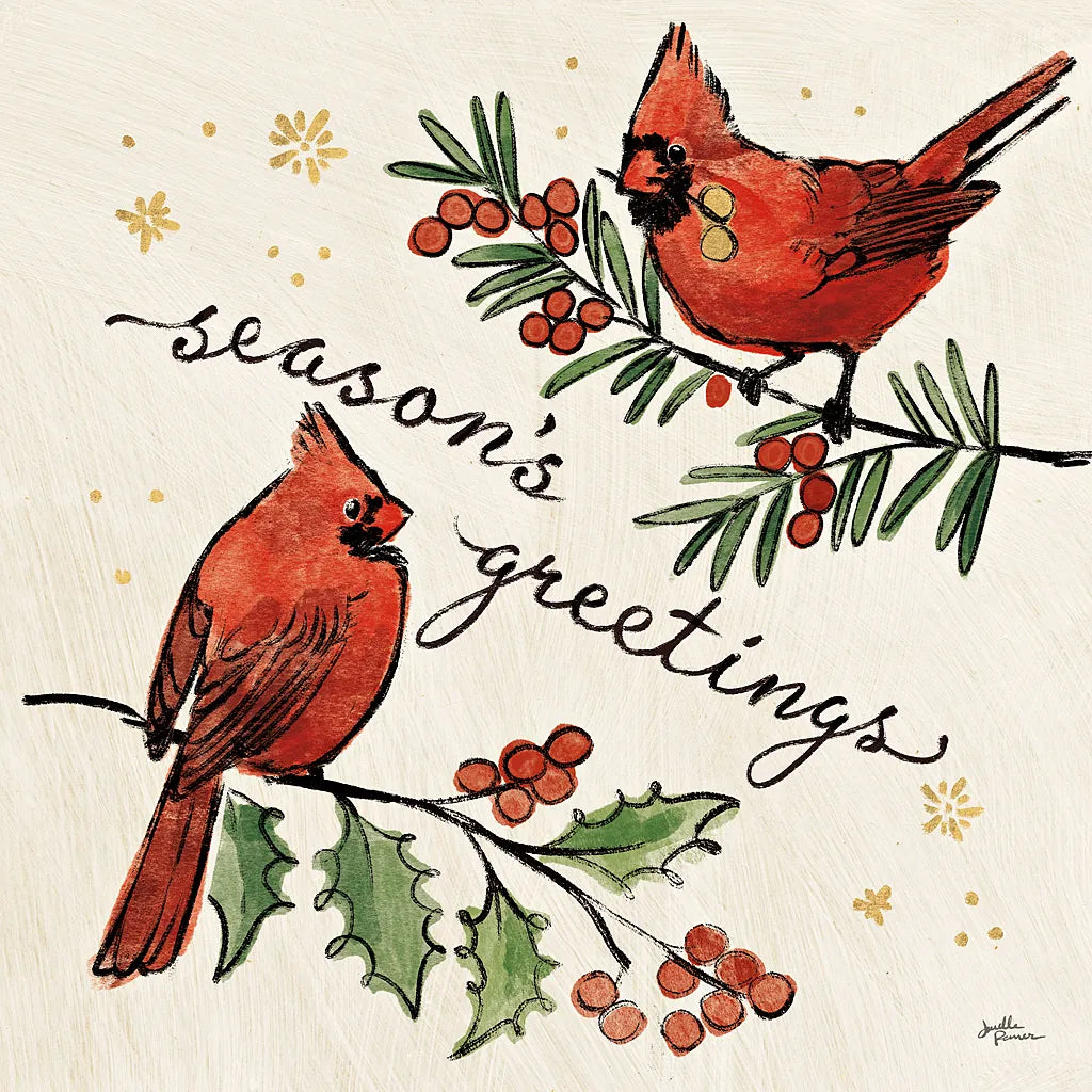 Christmas Lovebirds X by Janelle Penner. SKU 46756a. Archival Giclee Fine art print for wall decor.