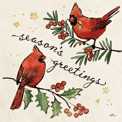 Christmas Lovebirds X by Janelle Penner. SKU 46756a. Archival Giclee Fine art print for wall decor.