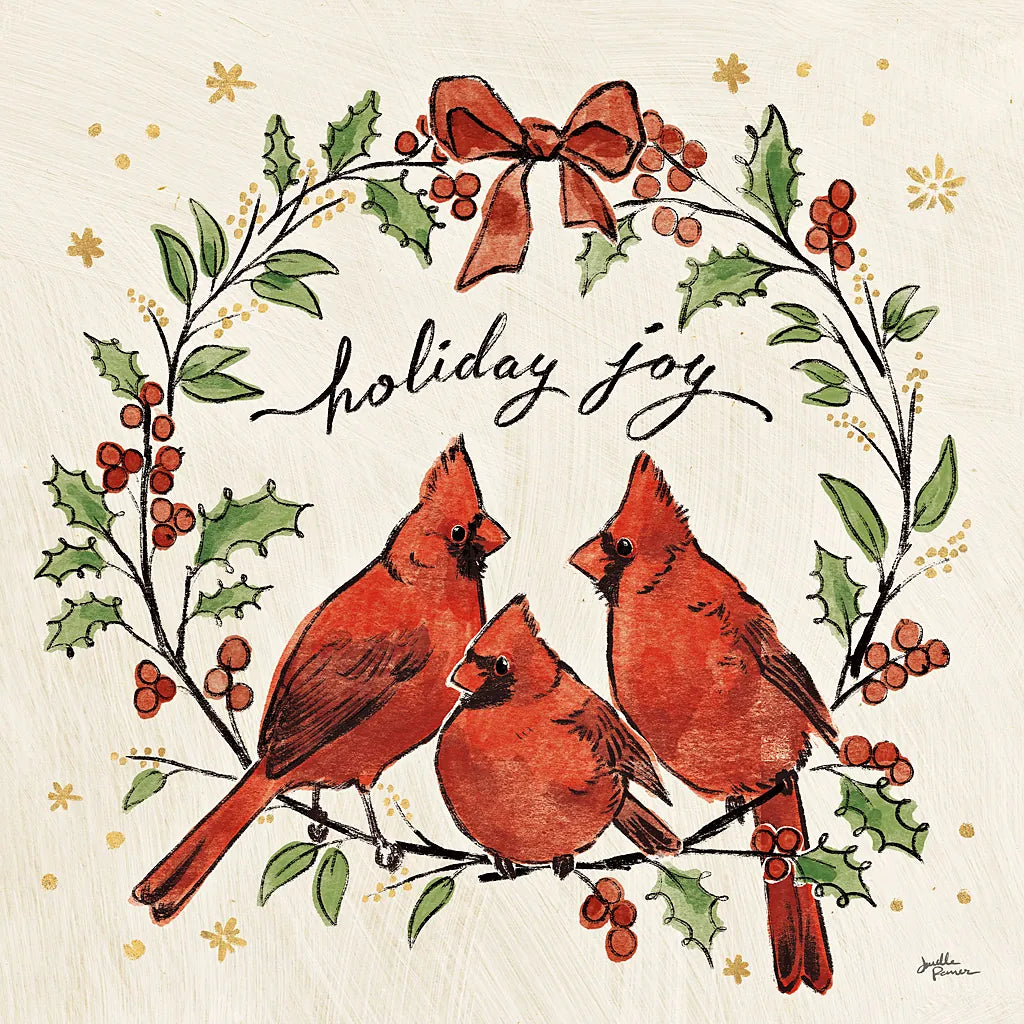 Christmas Lovebirds XI by Janelle Penner. SKU 46757a. Archival Giclee Fine art print for wall decor.