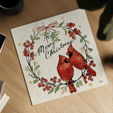Christmas Lovebirds XII by Janelle Penner. Shown as a detailed flat fine art print, highlighting archival giclee quality. Available as an archival giclee rolled canvas, fine art paper, or poster print. SKU 46758a.