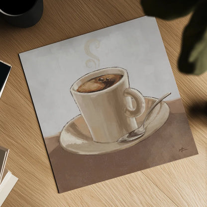 Coffee and Co II Neutral by Janelle Penner. Shown as a detailed flat fine art print, highlighting archival giclee quality. Available as an archival giclee rolled canvas, fine art paper, or poster print. SKU 83403a.