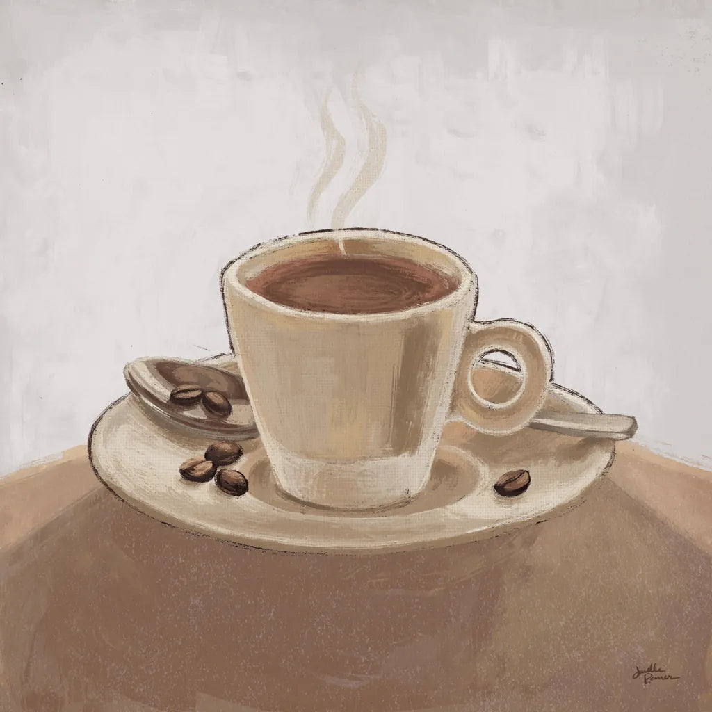 Coffee and Co III Neutral by Janelle Penner. SKU 83404a. Archival Giclee Fine art print for wall decor.