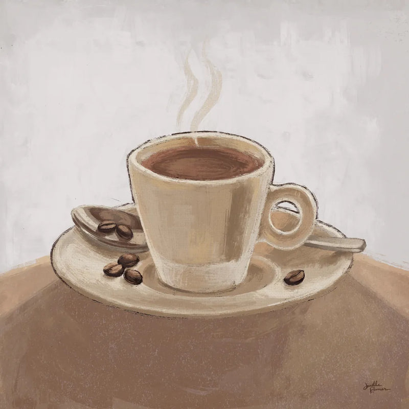Coffee and Co III Neutral by Janelle Penner. SKU 83404a. Archival Giclee Fine art print for wall decor.