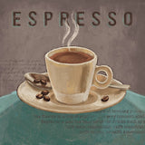 Coffee and Co III Teal and Gray by Janelle Penner. SKU 29220a. Archival Giclee Fine art print for wall decor.