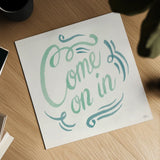 Come On In I by Janelle Penner. Shown as a detailed flat fine art print, highlighting archival giclee quality. Available as an archival giclee rolled canvas, fine art paper, or poster print. SKU 63146a.