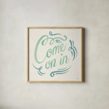 Come On In I by Janelle Penner. Shown in a natural wood glass frame for a timeless modern aesthetic. Available as an archival giclee rolled canvas, fine art paper, or poster print. SKU 63146a.
