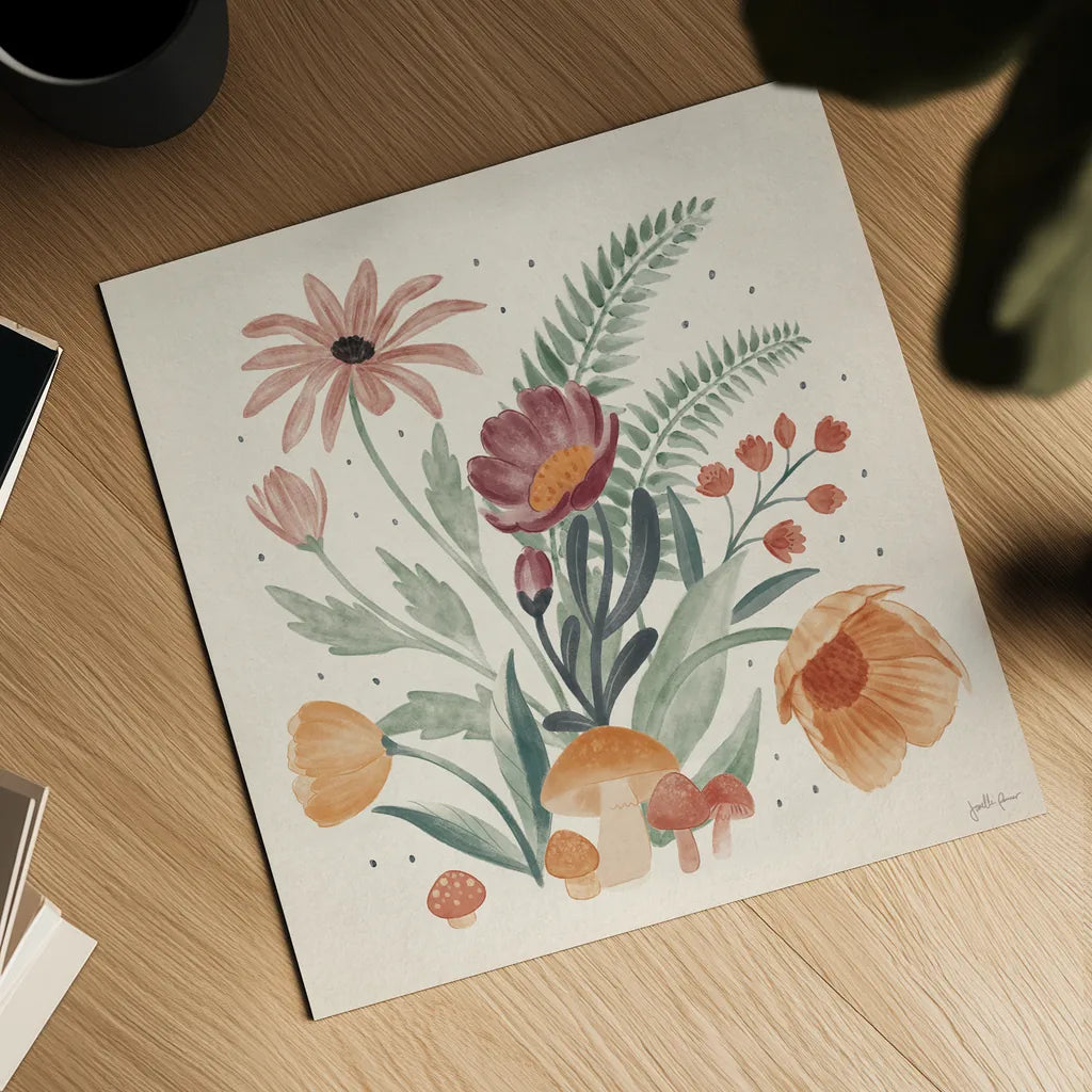 Cottage Botanical III by Janelle Penner. Shown as a detailed flat fine art print, highlighting archival giclee quality. Available as an archival giclee rolled canvas, fine art paper, or poster print. SKU 70300a.