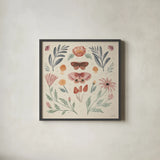 Cottage Botanical IV by Janelle Penner. Shown in a sleek black glass frame for a contemporary gallery look. Available as an archival giclee rolled canvas, fine art paper, or poster print. SKU 70301a.