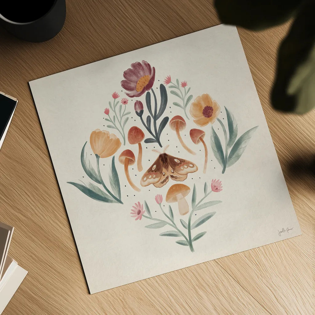 Cottage Botanical VII by Janelle Penner. Shown as a detailed flat fine art print, highlighting archival giclee quality. Available as an archival giclee rolled canvas, fine art paper, or poster print. SKU 70304a.