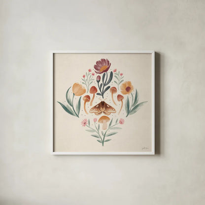 Cottage Botanical VII by Janelle Penner. Shown in a crisp white glass frame for a clean and minimalist style. Available as an archival giclee rolled canvas, fine art paper, or poster print. SKU 70304a.