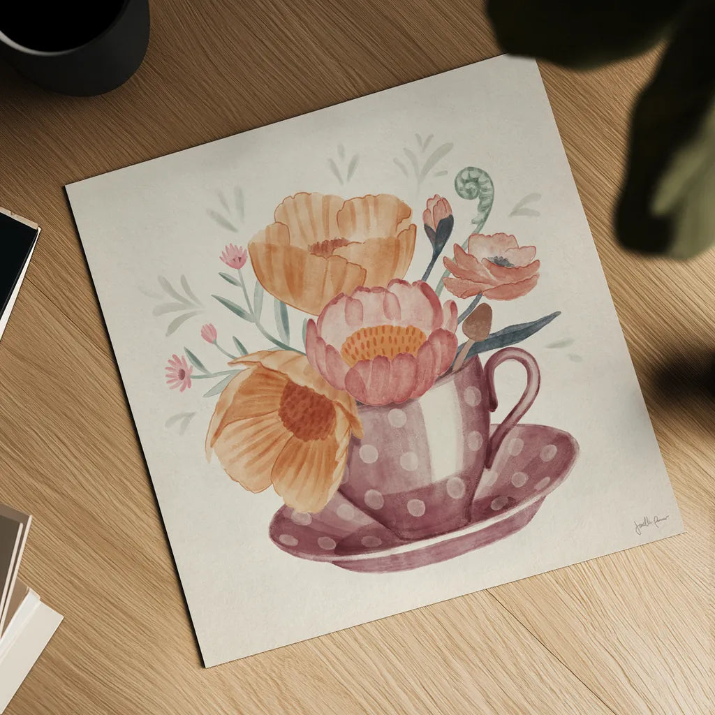 Cottage Botanical VIII by Janelle Penner. Shown as a detailed flat fine art print, highlighting archival giclee quality. Available as an archival giclee rolled canvas, fine art paper, or poster print. SKU 70305a.