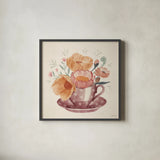 Cottage Botanical VIII by Janelle Penner. Shown in a sleek black glass frame for a contemporary gallery look. Available as an archival giclee rolled canvas, fine art paper, or poster print. SKU 70305a.